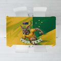 Personalized Australian Jackaroo Lawn Bowls Tablecloth Kangaroo Bowler Green Yellow National Spirit Mascot Art