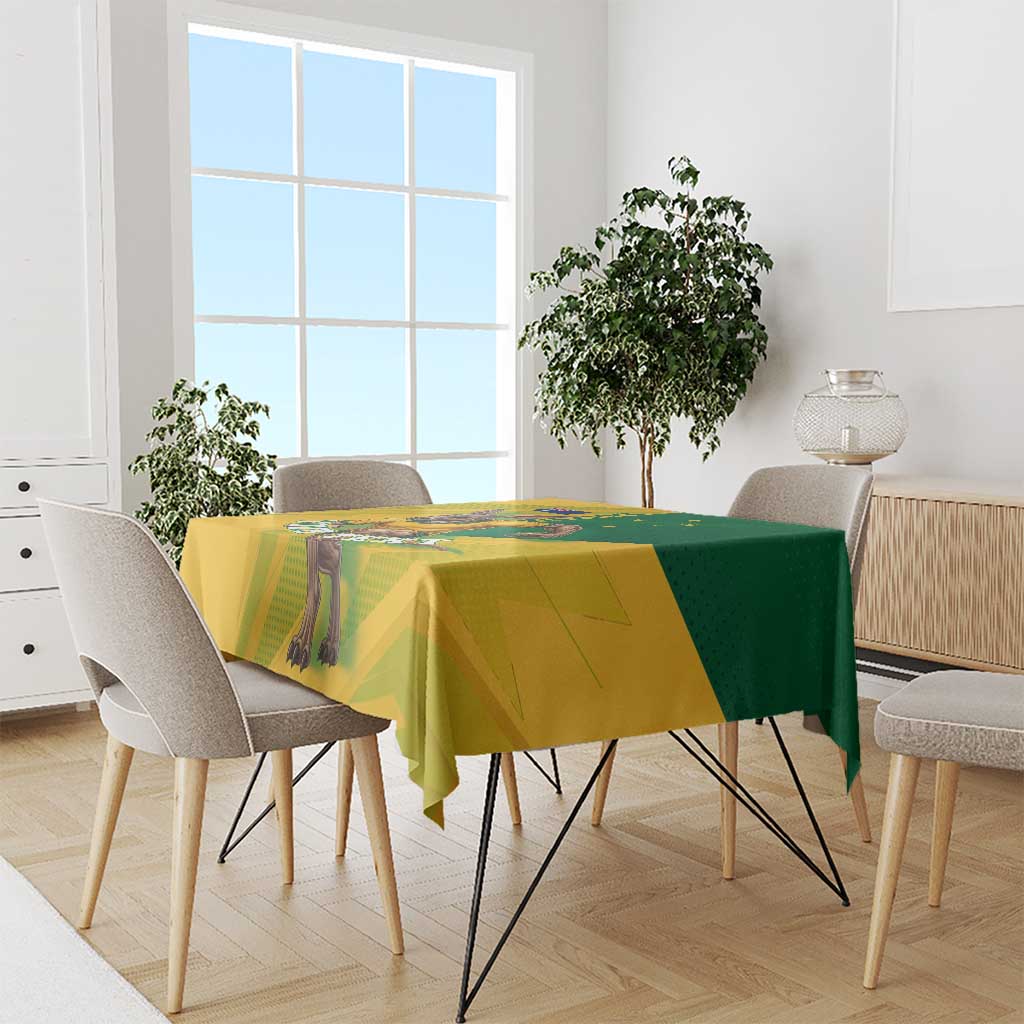 Personalized Australian Jackaroo Lawn Bowls Tablecloth Kangaroo Bowler Green Yellow National Spirit Mascot Art