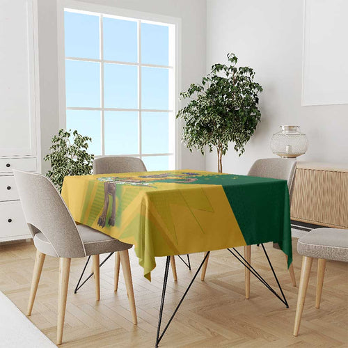 Personalized Australian Jackaroo Lawn Bowls Tablecloth Kangaroo Bowler Green Yellow National Spirit Mascot Art