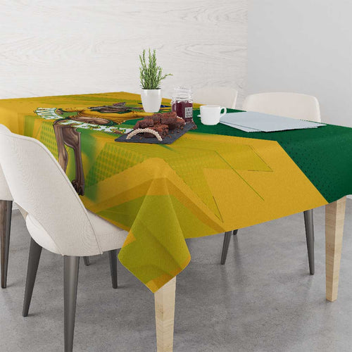 Personalized Australian Jackaroo Lawn Bowls Tablecloth Kangaroo Bowler Green Yellow National Spirit Mascot Art