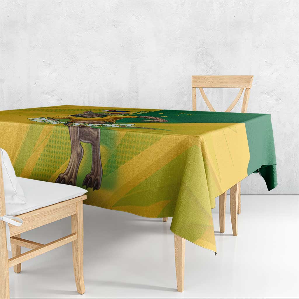 Personalized Australian Jackaroo Lawn Bowls Tablecloth Kangaroo Bowler Green Yellow National Spirit Mascot Art