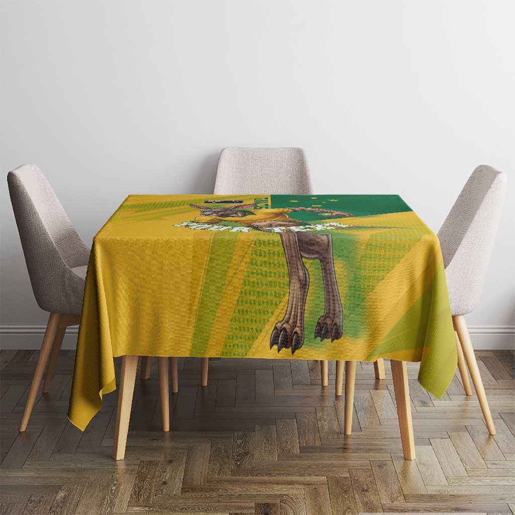 Personalized Australian Jackaroo Lawn Bowls Tablecloth Kangaroo Bowler Green Yellow National Spirit Mascot Art