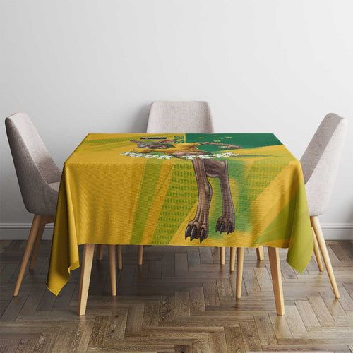 Personalized Australian Jackaroo Lawn Bowls Tablecloth Kangaroo Bowler Green Yellow National Spirit Mascot Art