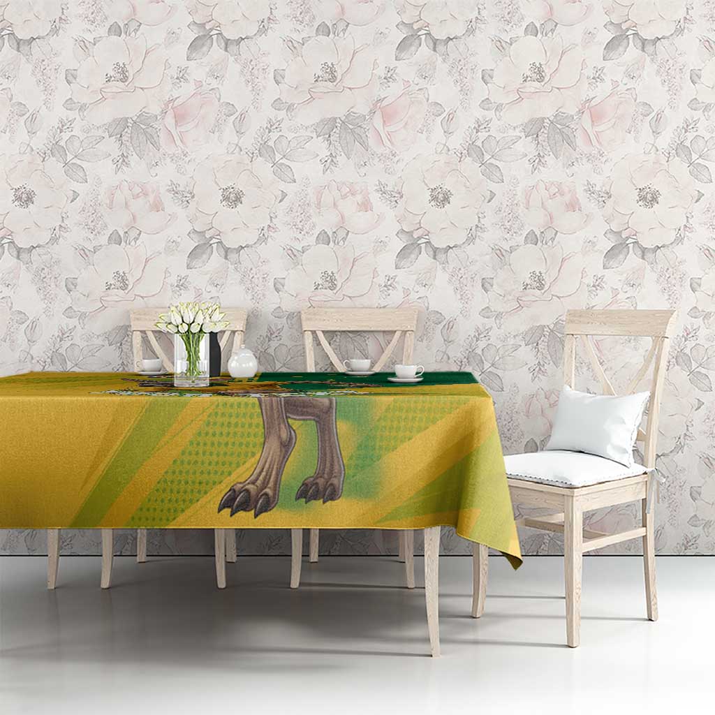 Personalized Australian Jackaroo Lawn Bowls Tablecloth Kangaroo Bowler Green Yellow National Spirit Mascot Art