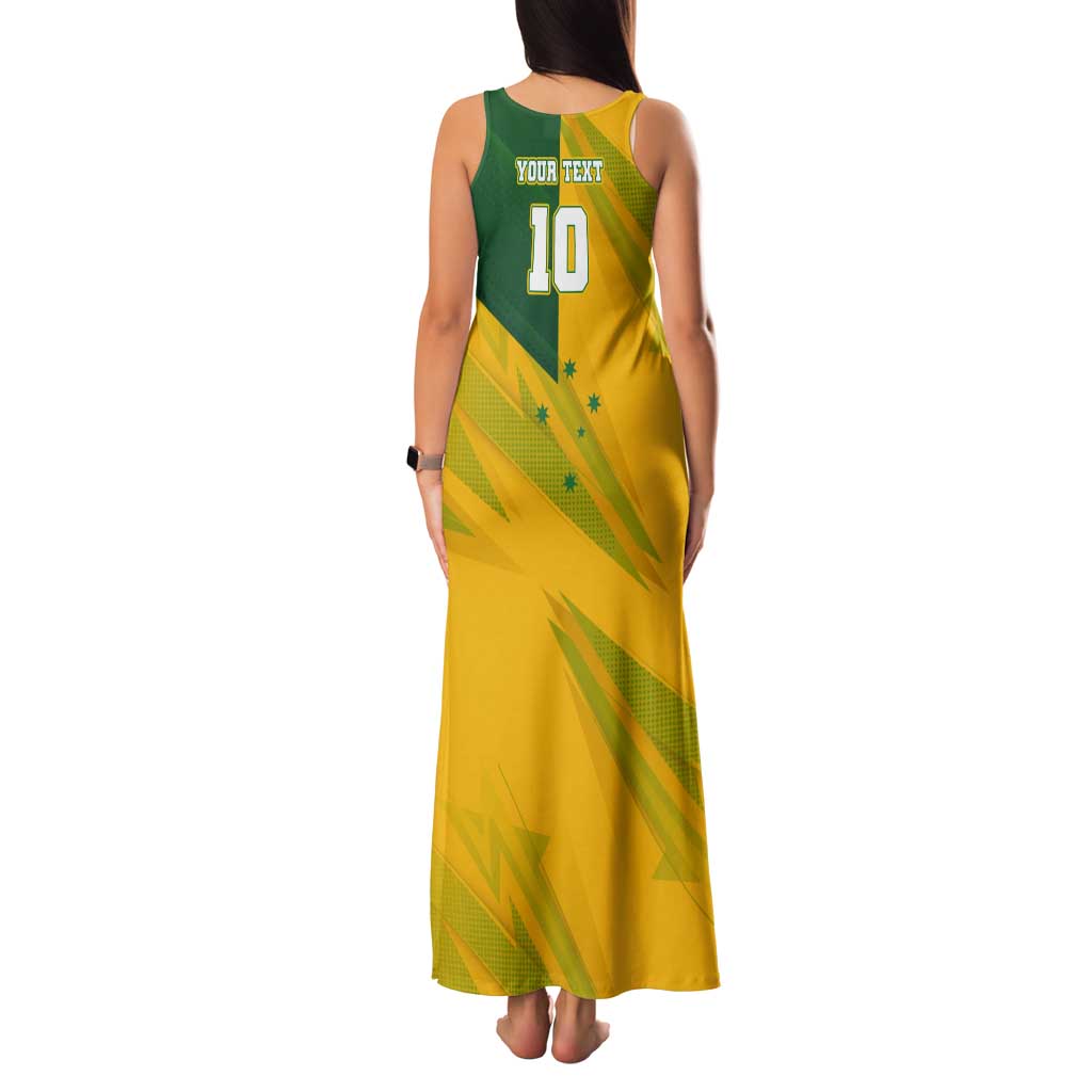 Personalized Australian Jackaroo Lawn Bowls Tank Maxi Dress Kangaroo Bowler Green Yellow National Spirit Mascot Art