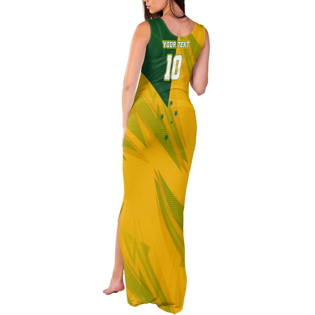 Personalized Australian Jackaroo Lawn Bowls Tank Maxi Dress Kangaroo Bowler Green Yellow National Spirit Mascot Art