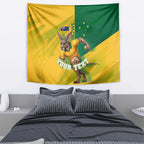 Personalized Australian Jackaroo Lawn Bowls Tapestry Kangaroo Bowler Green Yellow National Spirit Mascot Art
