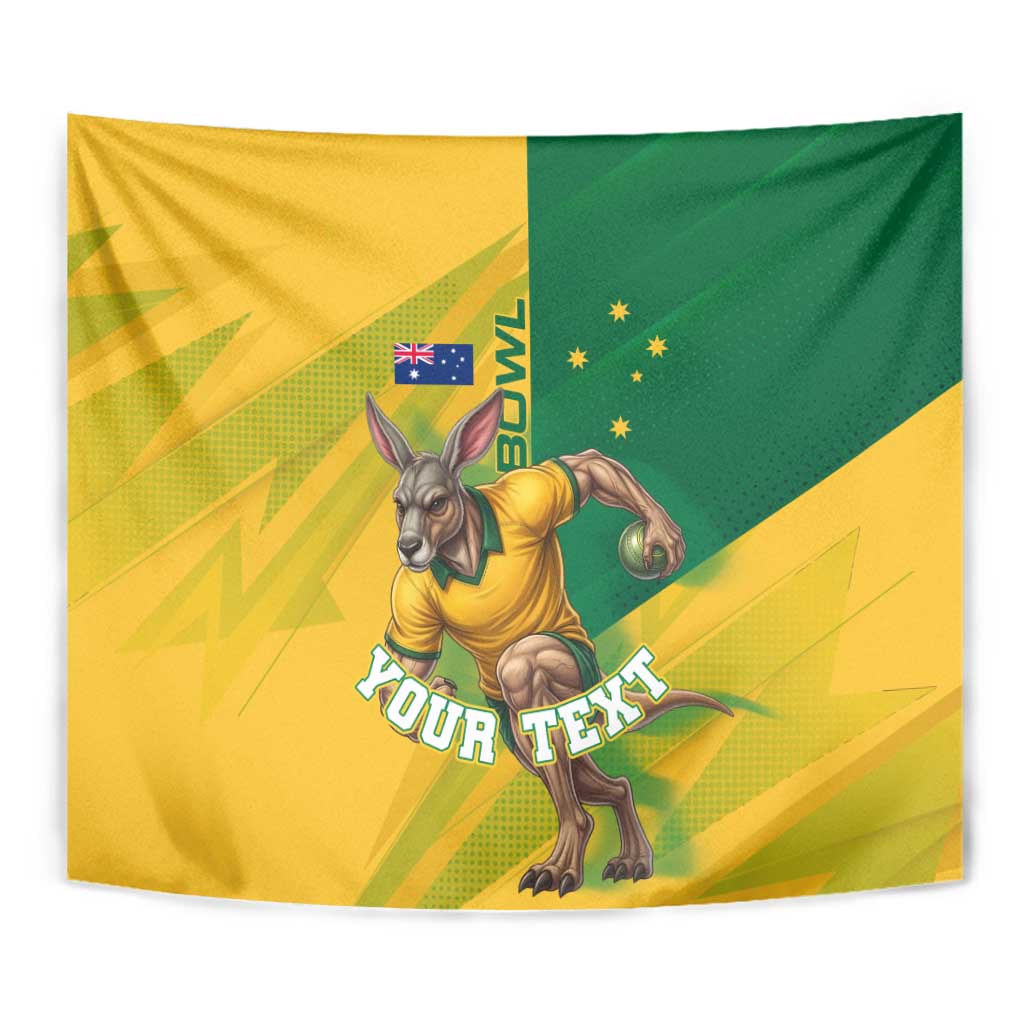 Personalized Australian Jackaroo Lawn Bowls Tapestry Kangaroo Bowler Green Yellow National Spirit Mascot Art