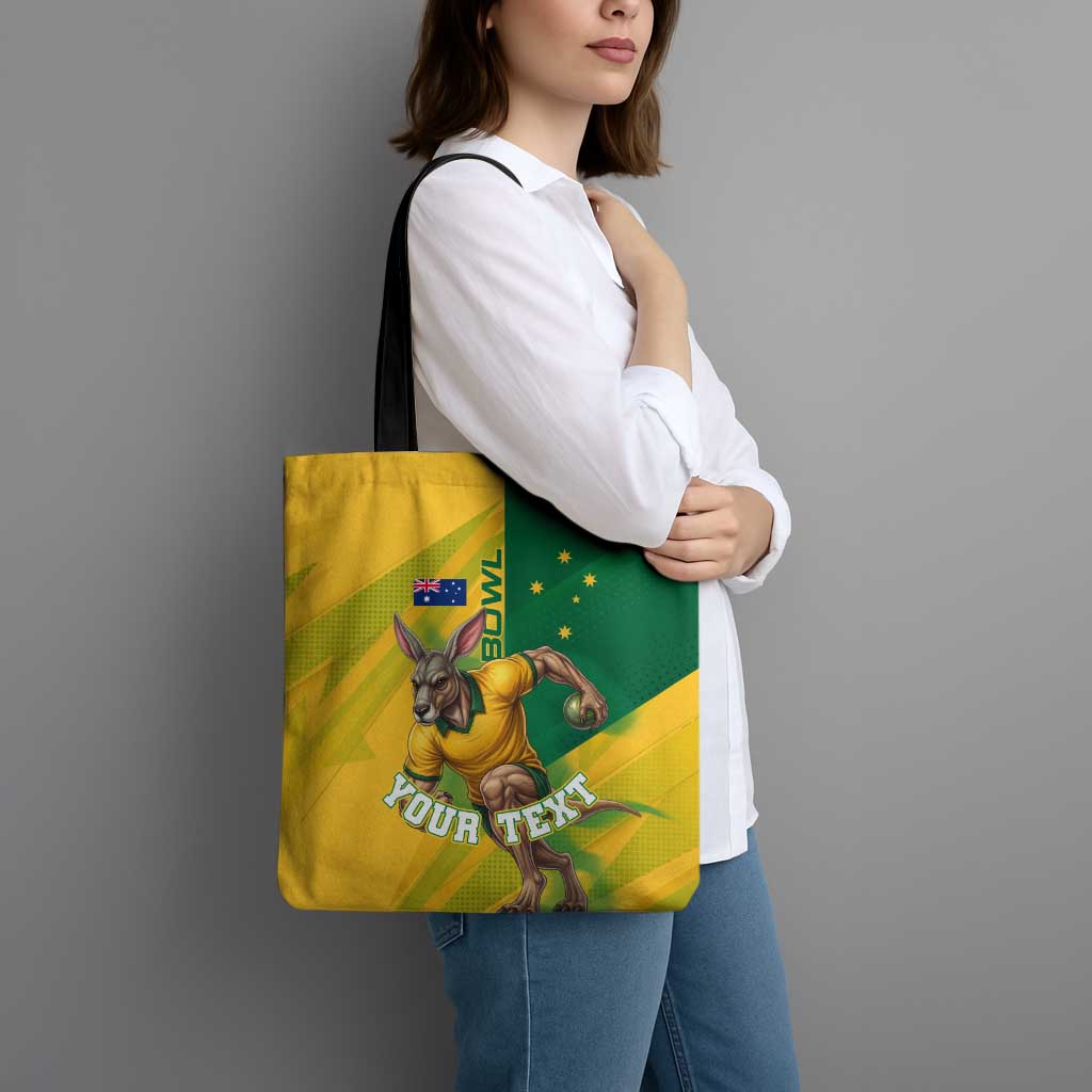 Personalized Australian Jackaroo Lawn Bowls Tote Bag Kangaroo Bowler Green Yellow National Spirit Mascot Art