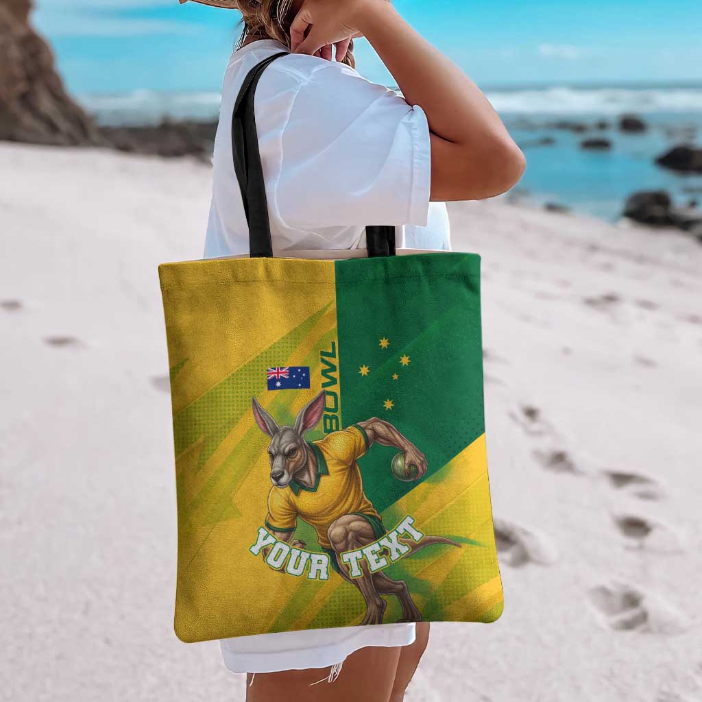 Personalized Australian Jackaroo Lawn Bowls Tote Bag Kangaroo Bowler Green Yellow National Spirit Mascot Art