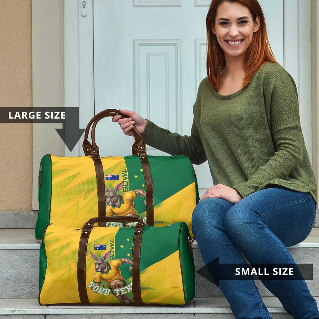 Personalized Australian Jackaroo Lawn Bowls Travel Bag Kangaroo Bowler Green Yellow National Spirit Mascot Art