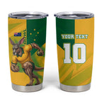 Personalized Australian Jackaroo Lawn Bowls Tumbler Cup Kangaroo Bowler Green Yellow National Spirit Mascot Art