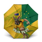 Personalized Australian Jackaroo Lawn Bowls Umbrella Kangaroo Bowler Green Yellow National Spirit Mascot Art