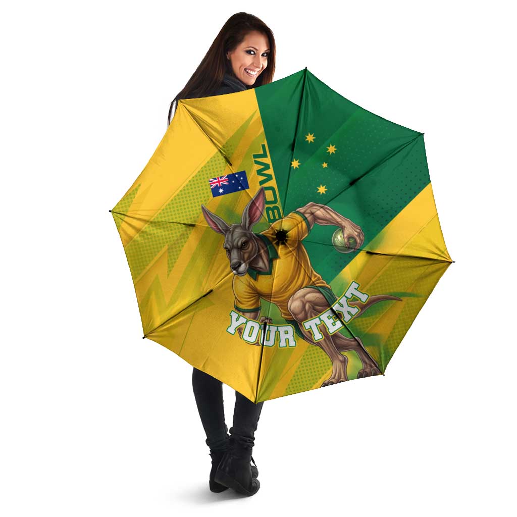 Personalized Australian Jackaroo Lawn Bowls Umbrella Kangaroo Bowler Green Yellow National Spirit Mascot Art