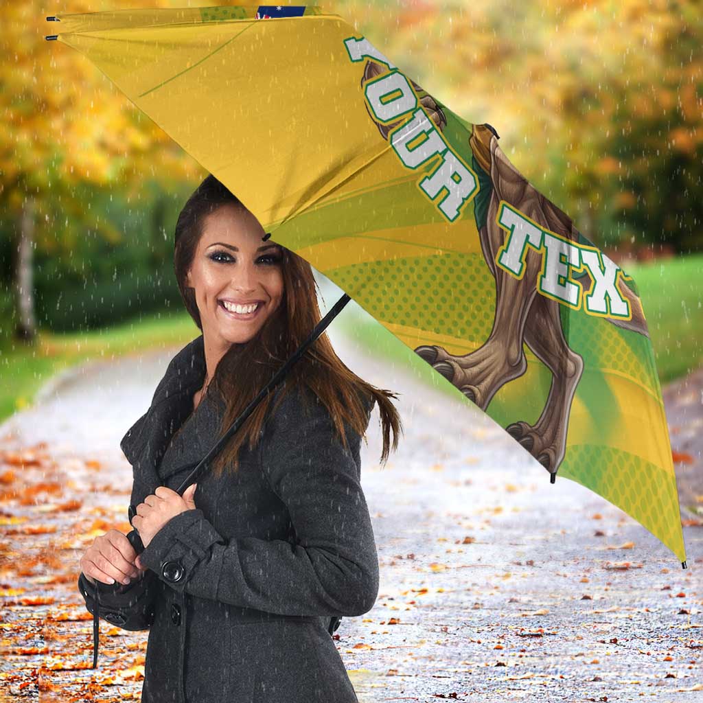 Personalized Australian Jackaroo Lawn Bowls Umbrella Kangaroo Bowler Green Yellow National Spirit Mascot Art