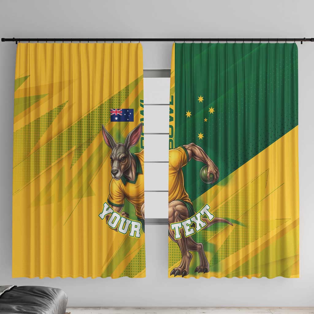 Personalized Australian Jackaroo Lawn Bowls Window Curtain Kangaroo Bowler Green Yellow National Spirit Mascot Art