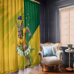 Personalized Australian Jackaroo Lawn Bowls Window Curtain Kangaroo Bowler Green Yellow National Spirit Mascot Art