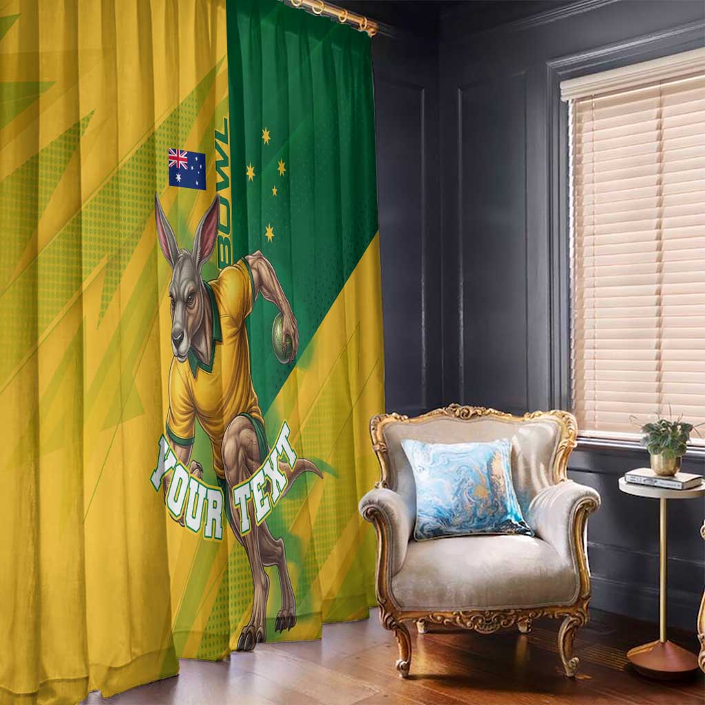 Personalized Australian Jackaroo Lawn Bowls Window Curtain Kangaroo Bowler Green Yellow National Spirit Mascot Art