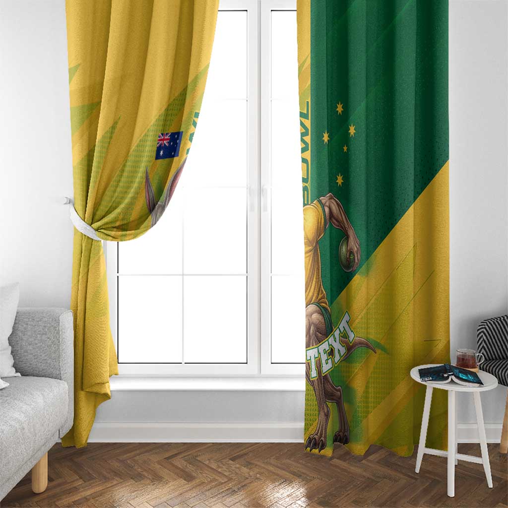 Personalized Australian Jackaroo Lawn Bowls Window Curtain Kangaroo Bowler Green Yellow National Spirit Mascot Art
