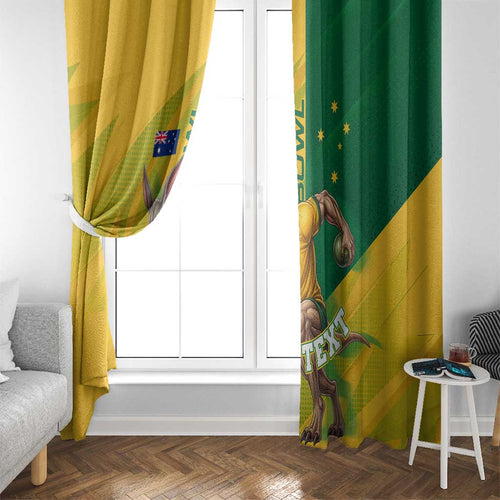 Personalized Australian Jackaroo Lawn Bowls Window Curtain Kangaroo Bowler Green Yellow National Spirit Mascot Art