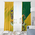 Personalized Australian Jackaroo Lawn Bowls Window Curtain Kangaroo Bowler Green Yellow National Spirit Mascot Art