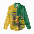 Personalized Australian Jackaroo Lawn Bowls Women Casual Shirt Kangaroo Bowler Green Yellow National Spirit Mascot Art
