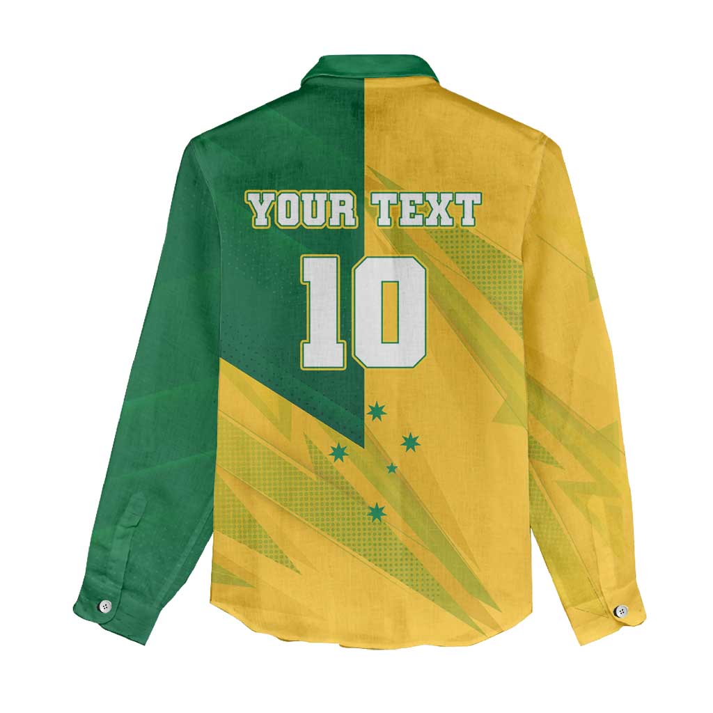 Personalized Australian Jackaroo Lawn Bowls Women Casual Shirt Kangaroo Bowler Green Yellow National Spirit Mascot Art