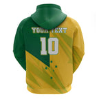 Personalized Australian Jackaroo Lawn Bowls Zip Hoodie Kangaroo Bowler Green Yellow National Spirit Mascot Art