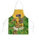 Personalized Australian Jackaroo Lawn Bowls Apron Kangaroo Athlete Indigenous Pattern Green Yellow Sports Mascot