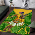 Personalized Australian Jackaroo Lawn Bowls Area Rug Kangaroo Athlete Indigenous Pattern Green Yellow Sports Mascot