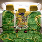 Personalized Australian Jackaroo Lawn Bowls Back Car Seat Cover Kangaroo Athlete Indigenous Pattern Green Yellow Sports Mascot