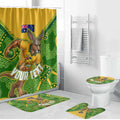 Personalized Australian Jackaroo Lawn Bowls Bathroom Set Kangaroo Athlete Indigenous Pattern Green Yellow Sports Mascot