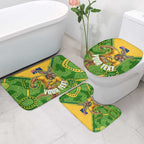 Personalized Australian Jackaroo Lawn Bowls Bathroom Set Kangaroo Athlete Indigenous Pattern Green Yellow Sports Mascot