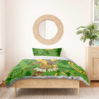 Personalized Australian Jackaroo Lawn Bowls Bedding Set Kangaroo Athlete Indigenous Pattern Green Yellow Sports Mascot