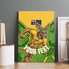 Personalized Australian Jackaroo Lawn Bowls Canvas Wall Art Kangaroo Athlete Indigenous Pattern Green Yellow Sports Mascot