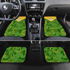 Personalized Australian Jackaroo Lawn Bowls Car Mats Kangaroo Athlete Indigenous Pattern Green Yellow Sports Mascot