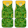 Personalized Australian Jackaroo Lawn Bowls Car Mats Kangaroo Athlete Indigenous Pattern Green Yellow Sports Mascot