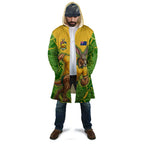 Personalized Australian Jackaroo Lawn Bowls Cloak Kangaroo Athlete Indigenous Pattern Green Yellow Sports Mascot