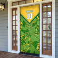 Personalized Australian Jackaroo Lawn Bowls Door Cover Kangaroo Athlete Indigenous Pattern Green Yellow Sports Mascot