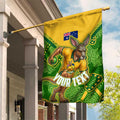 Personalized Australian Jackaroo Lawn Bowls Garden Flag Kangaroo Athlete Indigenous Pattern Green Yellow Sports Mascot