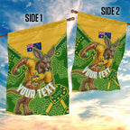 Personalized Australian Jackaroo Lawn Bowls Garden Flag Kangaroo Athlete Indigenous Pattern Green Yellow Sports Mascot