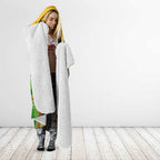 Personalized Australian Jackaroo Lawn Bowls Hooded Blanket Kangaroo Athlete Indigenous Pattern Green Yellow Sports Mascot