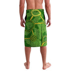 Personalized Australian Jackaroo Lawn Bowls Lavalava Kangaroo Athlete Indigenous Pattern Green Yellow Sports Mascot