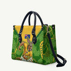 Personalized Australian Jackaroo Lawn Bowls Leather Bag Kangaroo Athlete Indigenous Pattern Green Yellow Sports Mascot