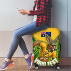 Personalized Australian Jackaroo Lawn Bowls Luggage Cover Kangaroo Athlete Indigenous Pattern Green Yellow Sports Mascot