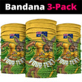 Personalized Australian Jackaroo Lawn Bowls Neck Gaiter Kangaroo Athlete Indigenous Pattern Green Yellow Sports Mascot