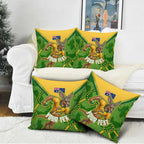 Personalized Australian Jackaroo Lawn Bowls Pillow Cover Kangaroo Athlete Indigenous Pattern Green Yellow Sports Mascot