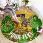 Personalized Australian Jackaroo Lawn Bowls Round Carpet Kangaroo Athlete Indigenous Pattern Green Yellow Sports Mascot