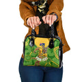 Personalized Australian Jackaroo Lawn Bowls Shoulder Handbag Kangaroo Athlete Indigenous Pattern Green Yellow Sports Mascot