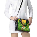 Personalized Australian Jackaroo Lawn Bowls Shoulder Handbag Kangaroo Athlete Indigenous Pattern Green Yellow Sports Mascot